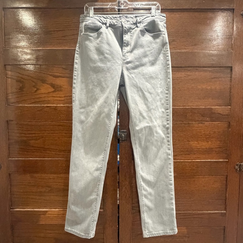 J. Jill 10 Light Gray Denim Jeans high rise straight leg 30” inseam soft cotton